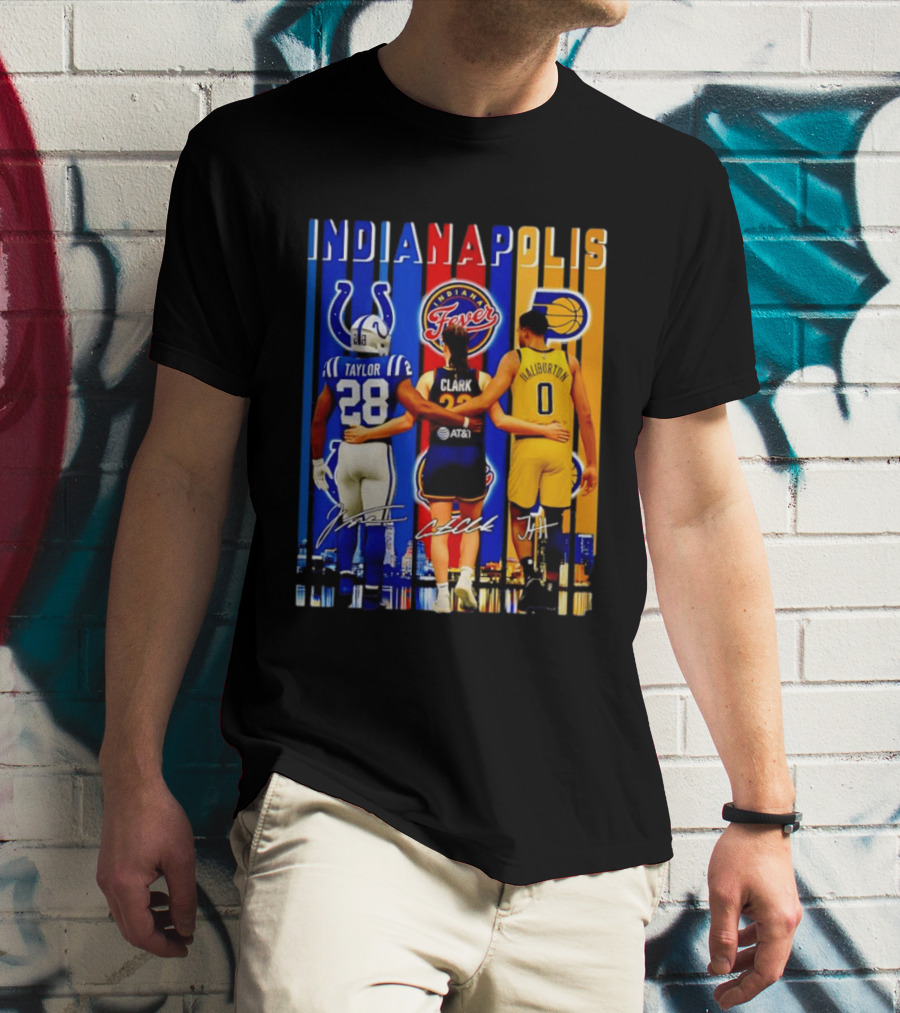 Indianapolis Colts Fever Pacers Jonathan Taylor Caitlin Clark Tyrese Haliburton T-Shirt