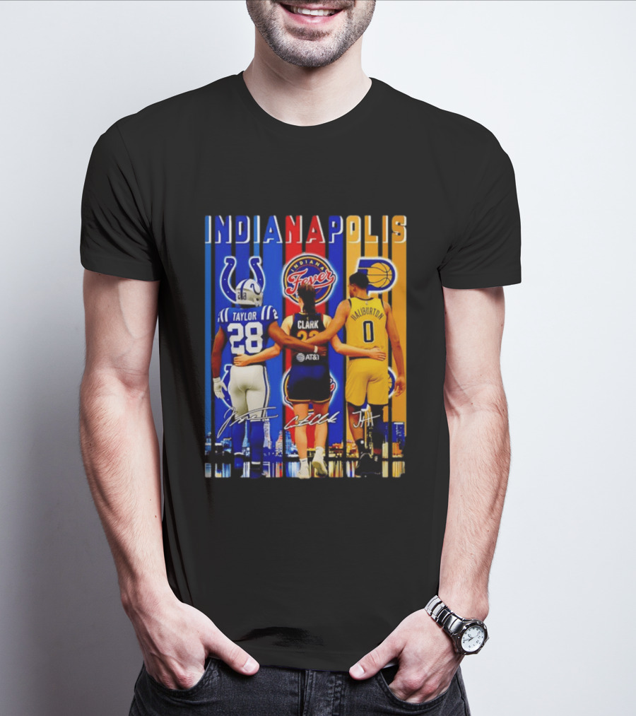 Indianapolis Colts Fever Pacers Jonathan Taylor Caitlin Clark Tyrese Haliburton T-Shirt