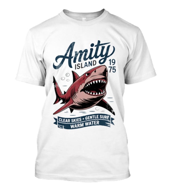 Amity Island 1975 Shark Clear Skies Gentle Surf Warm Water T-Shirt