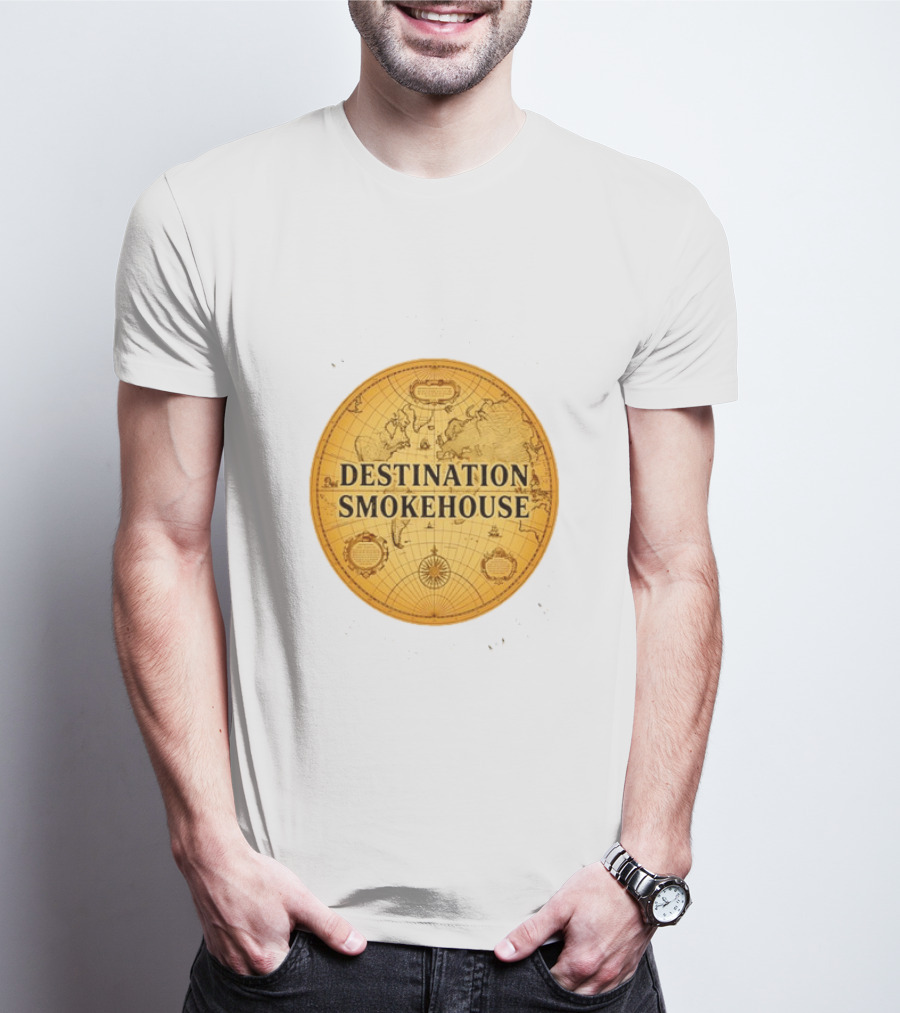 Destination Smokehouse No Teeth For This Meat Vintage Map T-Shirt