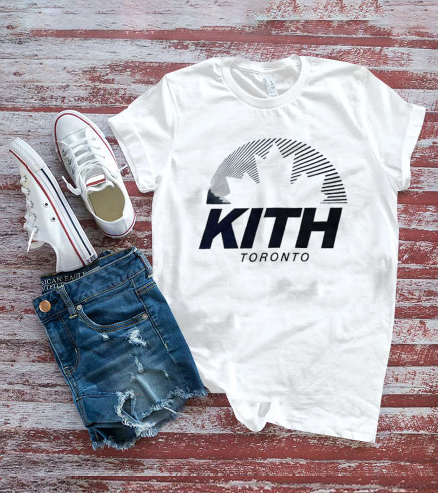 Kith Toronto Maple Leaf Striped Design Collaboration T-Shirt