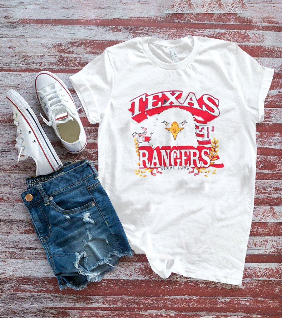 Texas Rangers Eagle American Flag Since 1972 T-Shirt