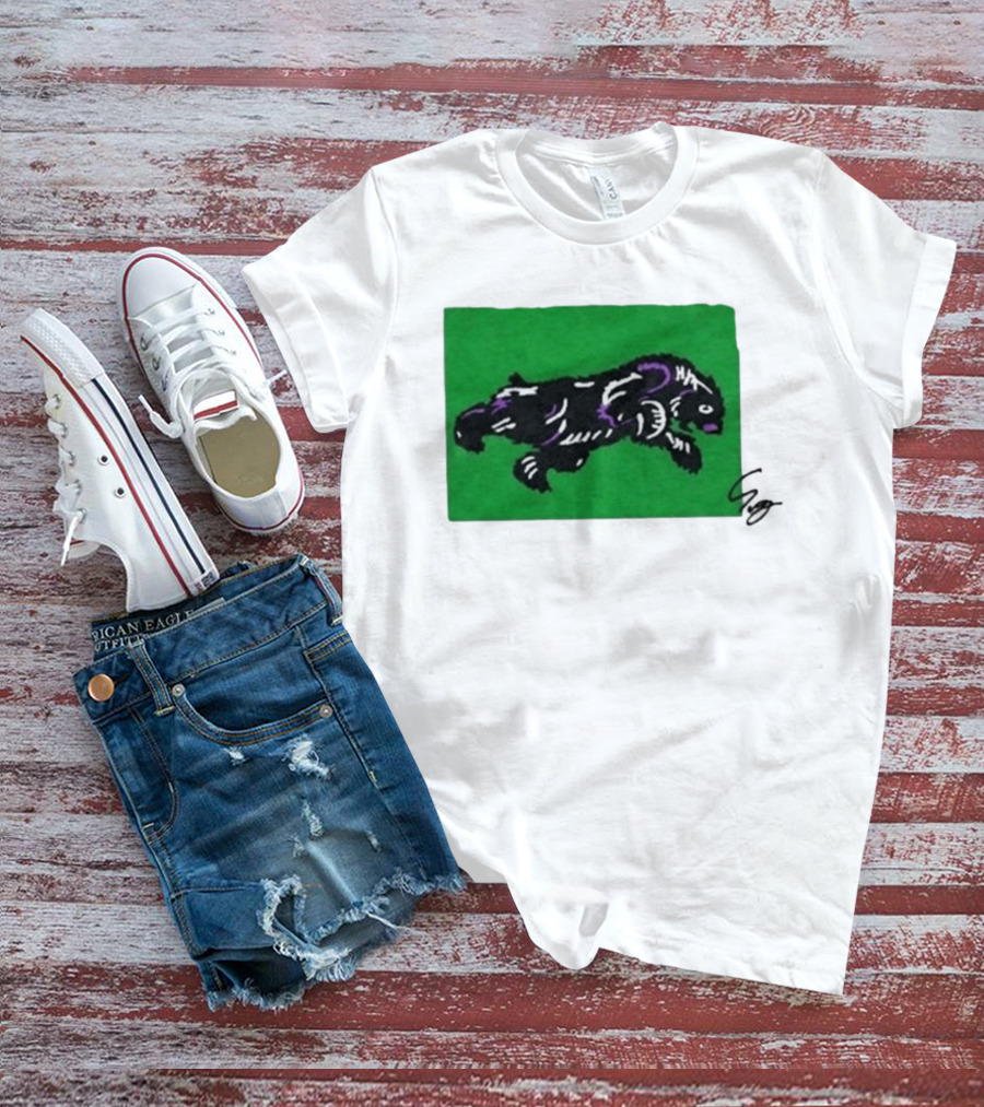 Mako Komuro 2026 Black And Purple Bear On Green T-Shirt
