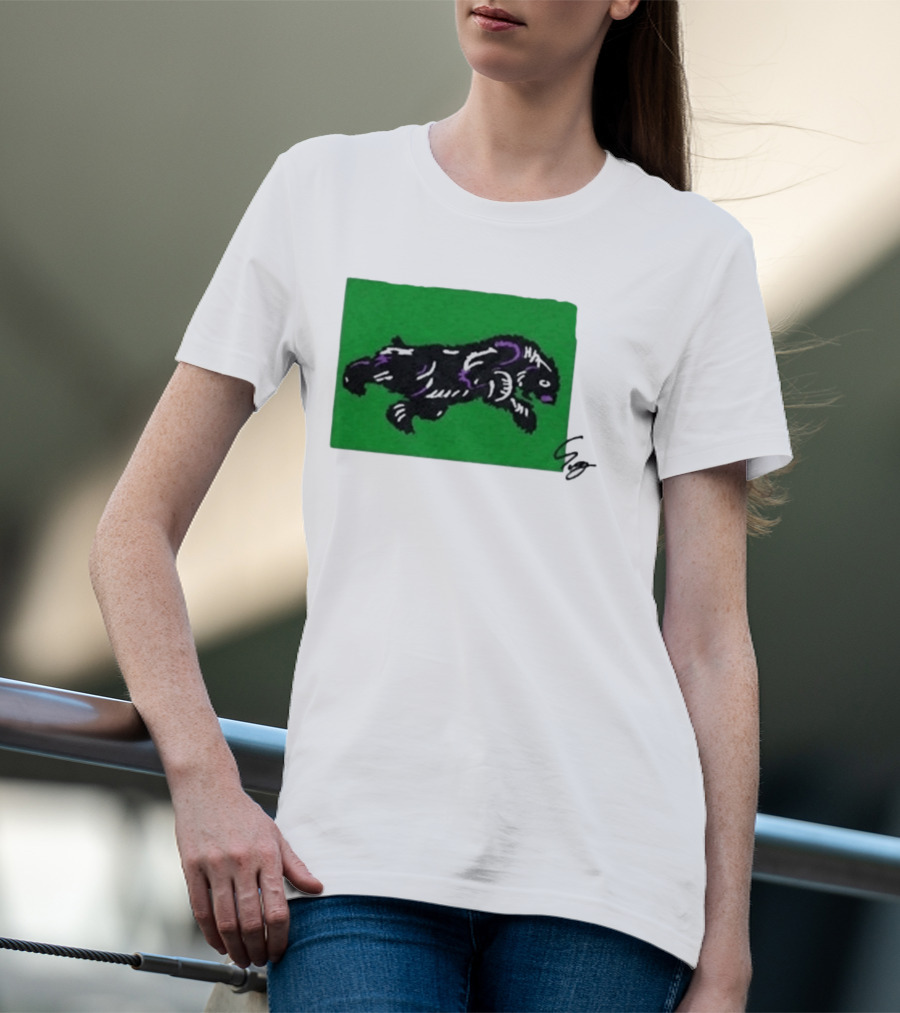 Mako Komuro 2026 Black And Purple Bear On Green T-Shirt