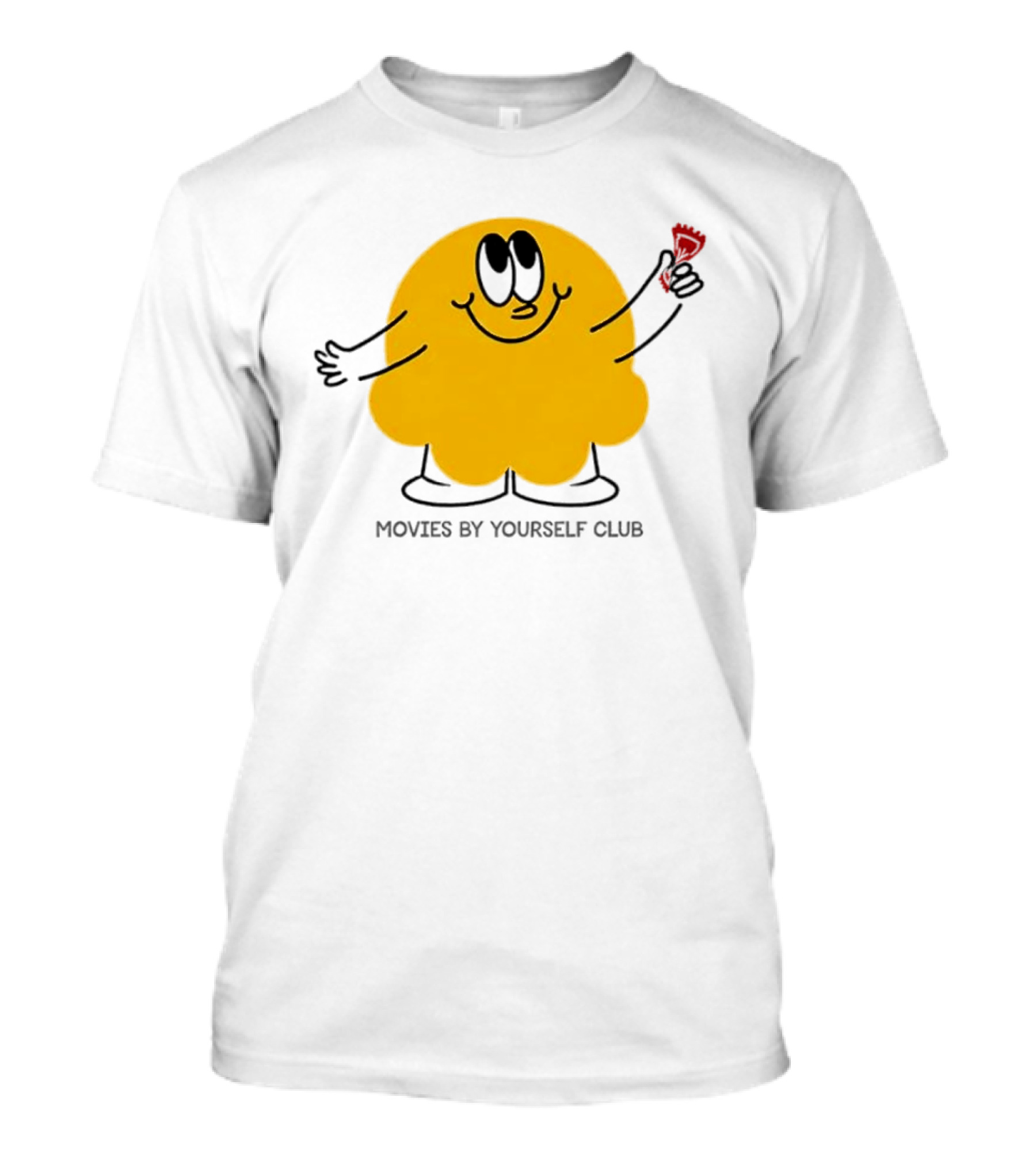 Movies By Yourself Club Yellow Blob Holding A Red Candy T-Shirt