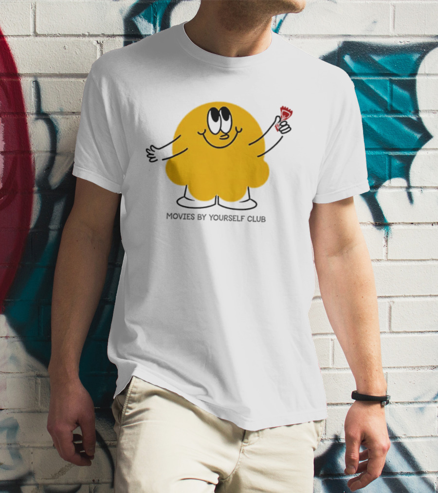 Movies By Yourself Club Yellow Blob Holding A Red Candy T-Shirt