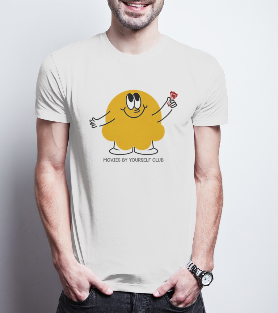Movies By Yourself Club Yellow Blob Holding A Red Candy T-Shirt