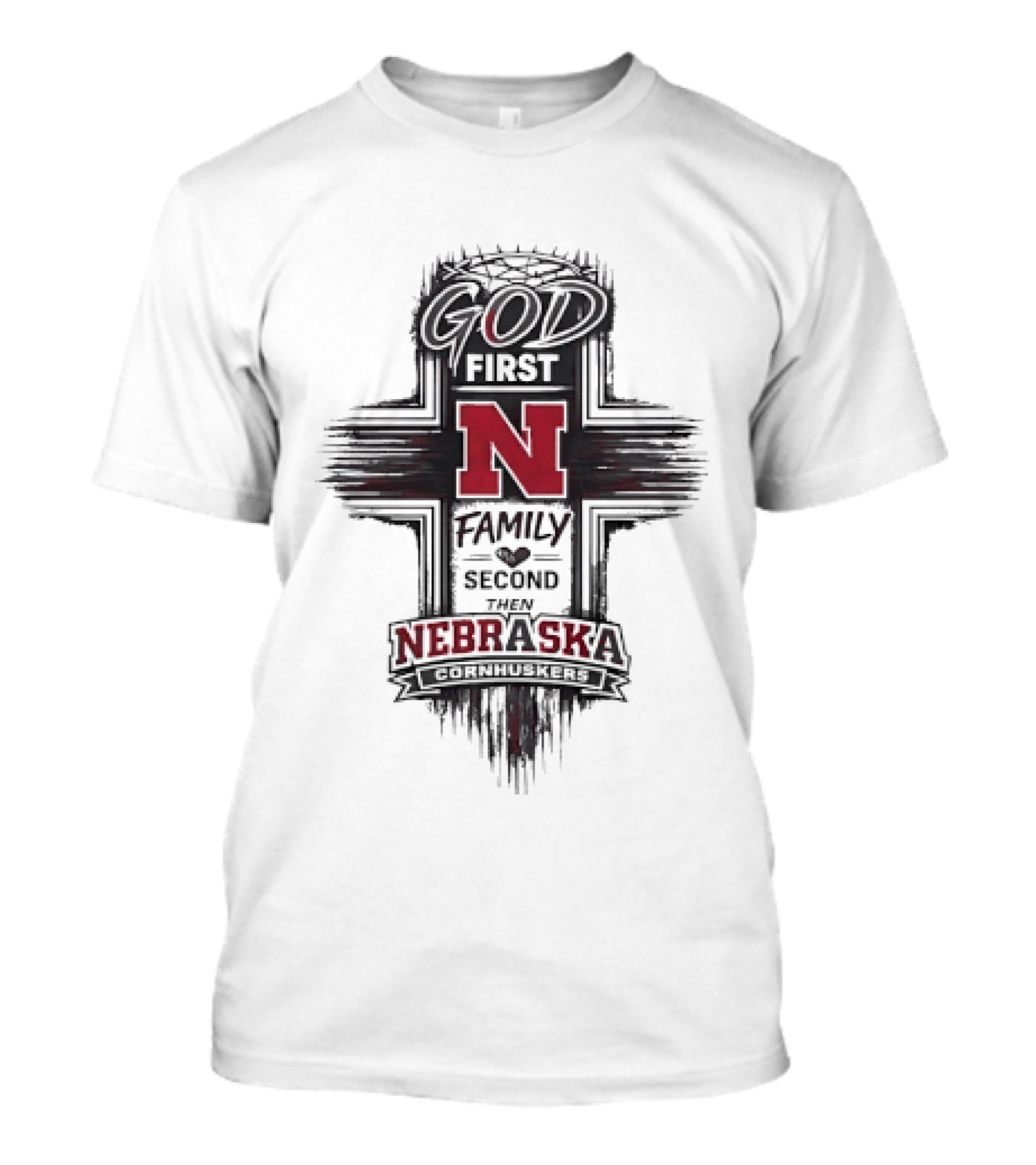 God First Family Second Nebraska Cornhuskers N T-Shirt