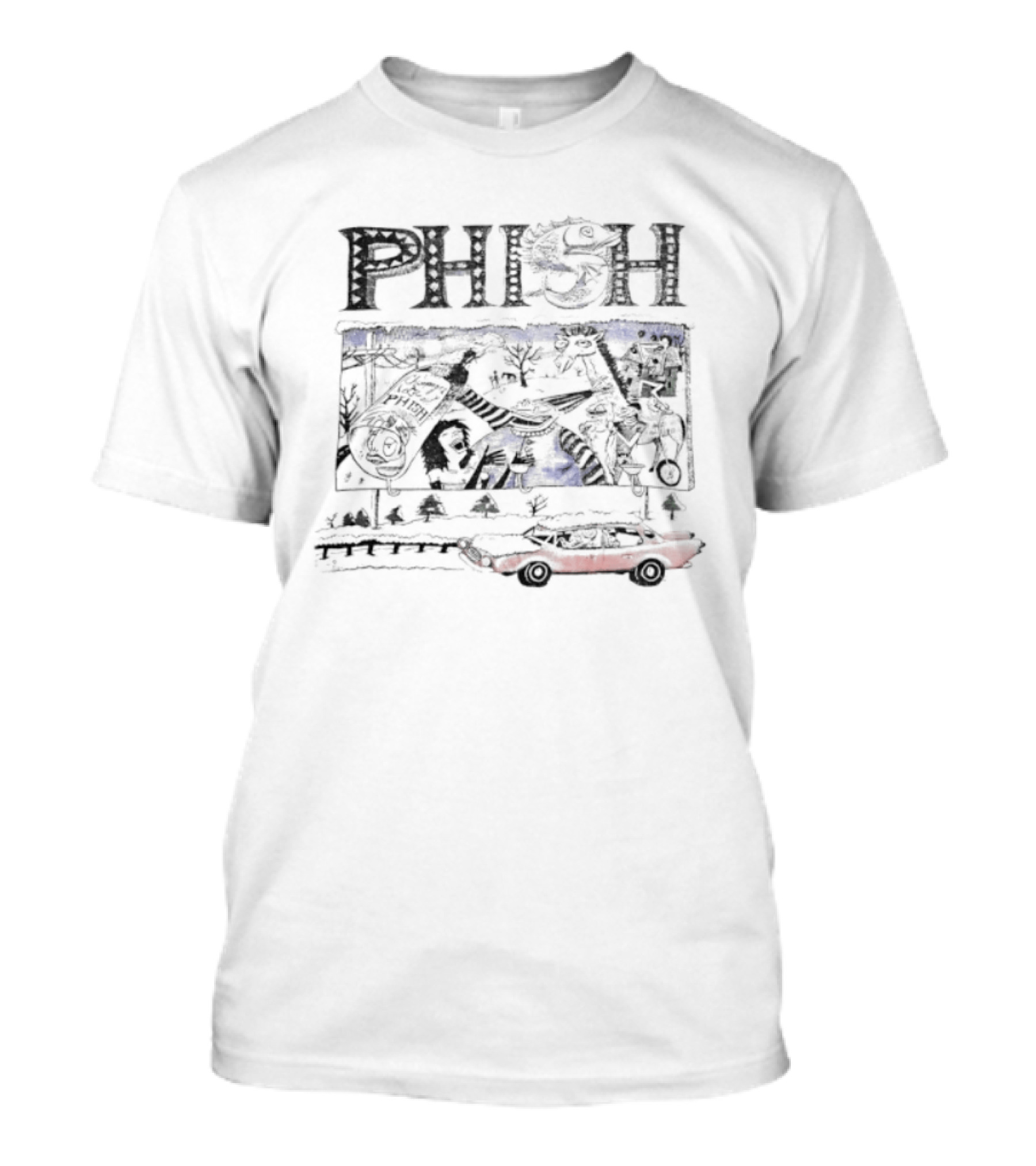 Phish 1993 New Year's Eve Concert Tour With Colorful Psychedelic Car T-Shirt