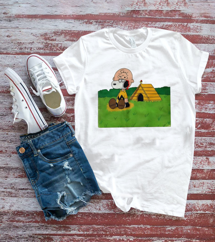Snoopy Charlie Brown Midsommar Crossover Scene With Doghouse And Woodstock T-Shirt