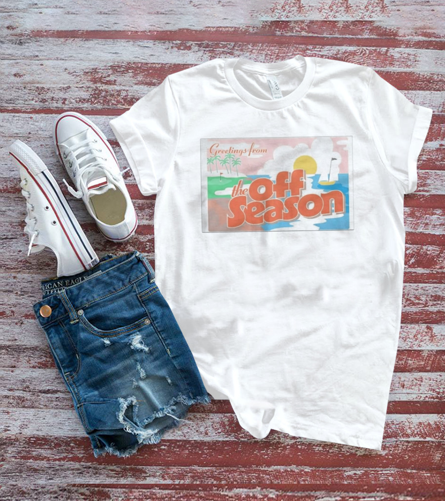 Greetings From The Off Season Beach Sunset Golf Scene T-Shirt
