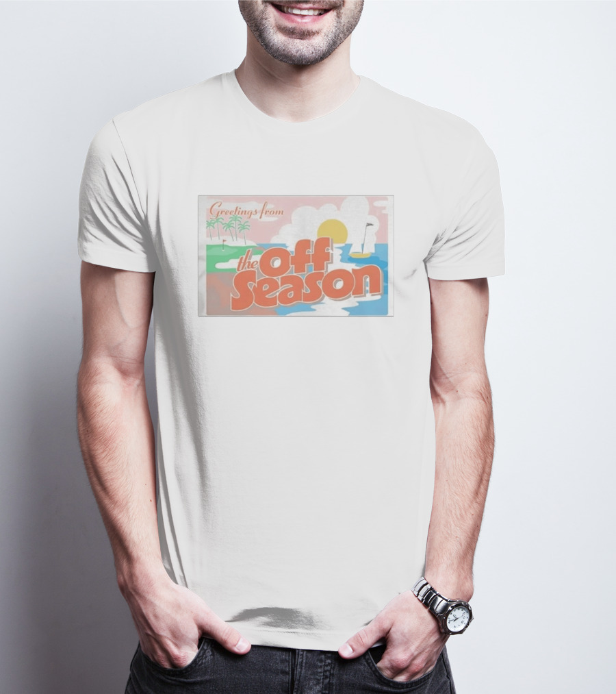 Greetings From The Off Season Beach Sunset Golf Scene T-Shirt