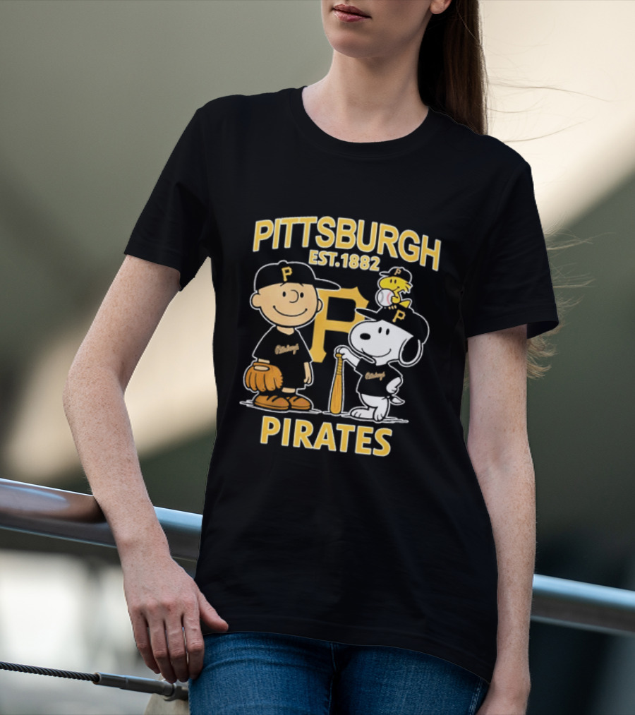 Pittsburgh Pirates EST 1882 Snoopy Characters Baseball Fan Merch T-Shirt