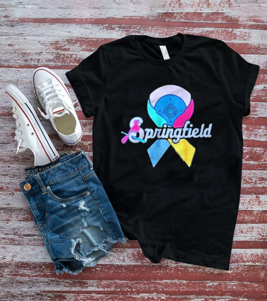 Springfield Baseball Ribbon Against Cancer Cardinal T-Shirt