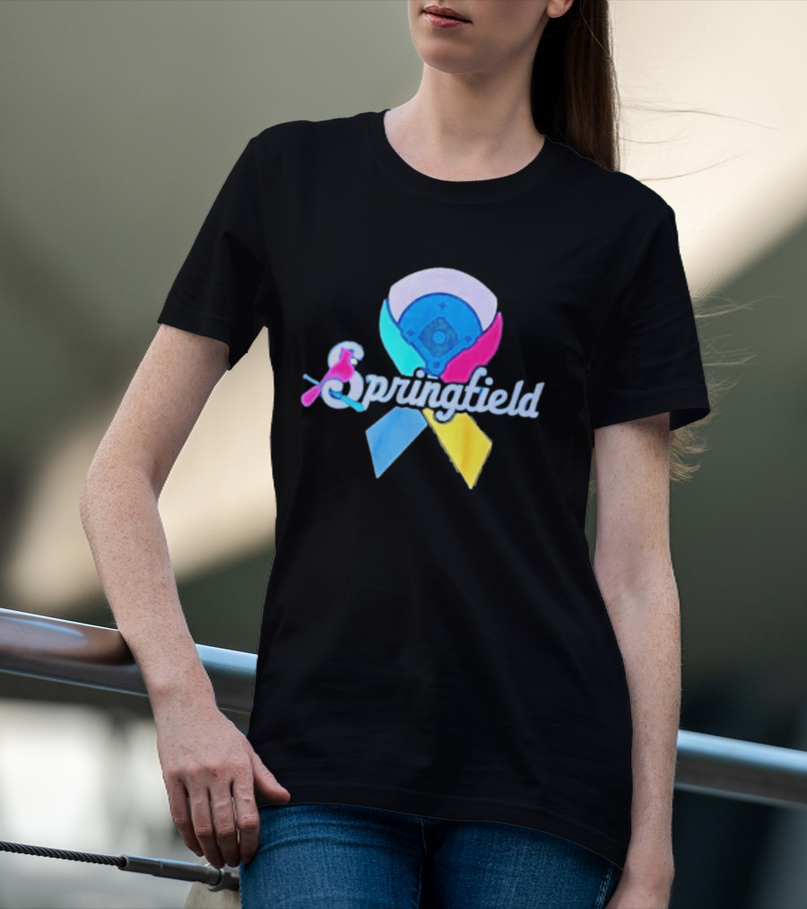 Springfield Baseball Ribbon Against Cancer Cardinal T-Shirt