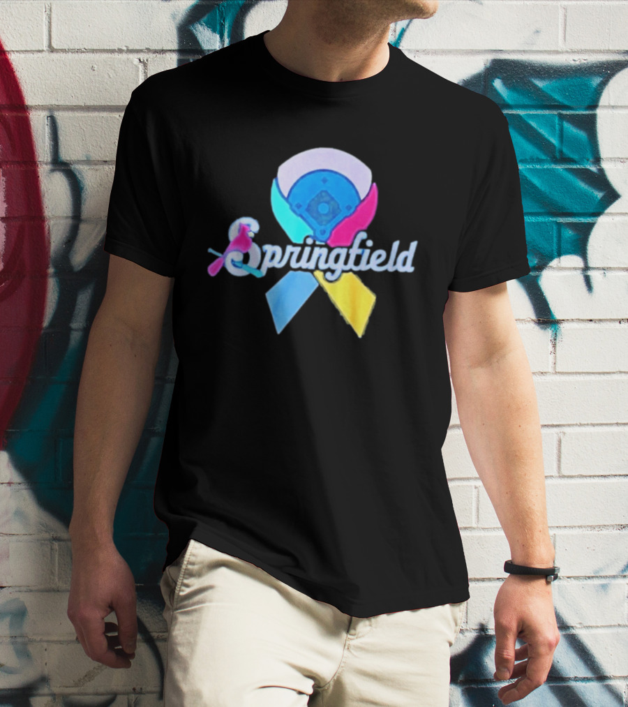 Springfield Baseball Ribbon Against Cancer Cardinal T-Shirt