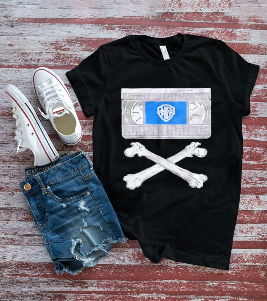 Warner Brothers VHS Tape Crossbones Skull T-Shirt