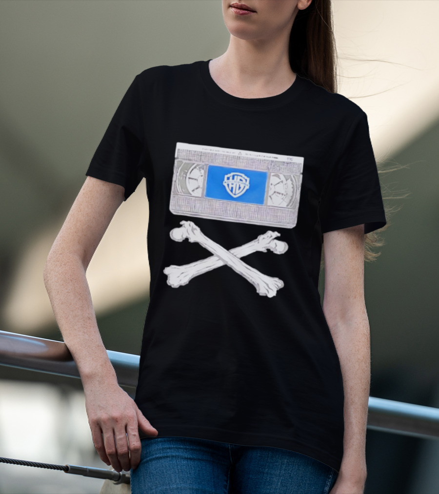 Warner Brothers VHS Tape Crossbones Skull T-Shirt