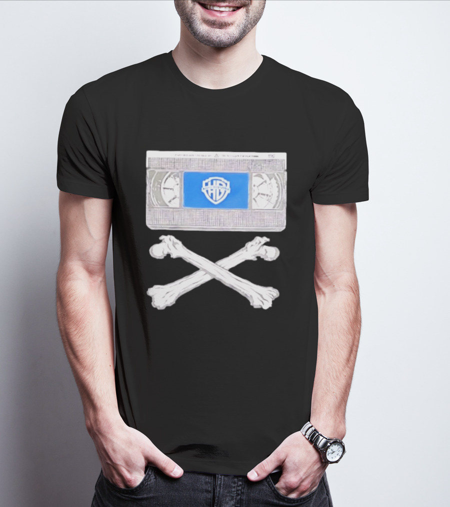 Warner Brothers VHS Tape Crossbones Skull T-Shirt