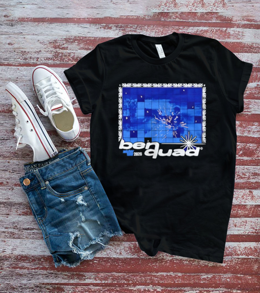 Ben Quad Wisher Tour 2026 Blue Tile Star Pattern Explosion T-Shirt