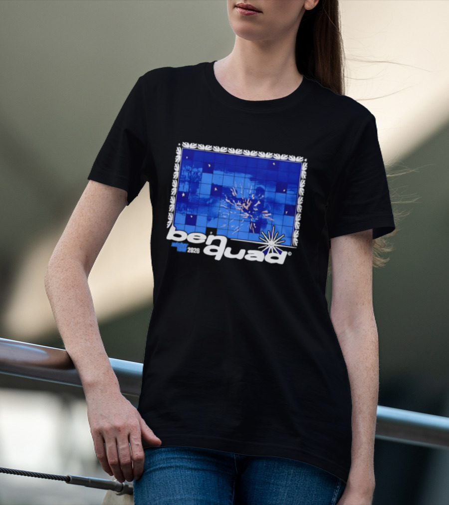 Ben Quad Wisher Tour 2026 Blue Tile Star Pattern Explosion T-Shirt