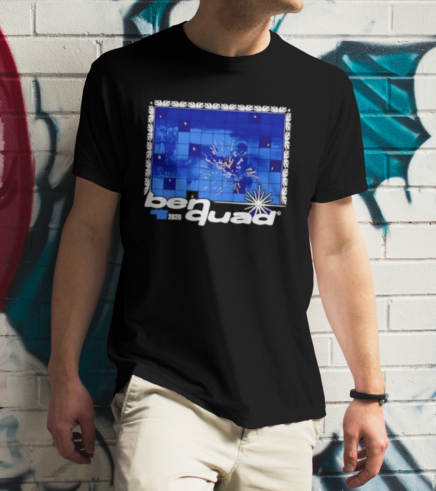 Ben Quad Wisher Tour 2026 Blue Tile Star Pattern Explosion T-Shirt