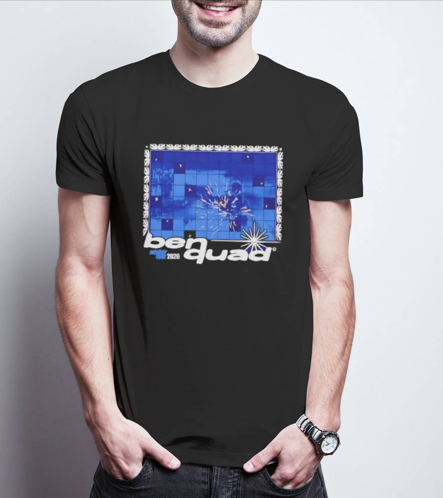 Ben Quad Wisher Tour 2026 Blue Tile Star Pattern Explosion T-Shirt