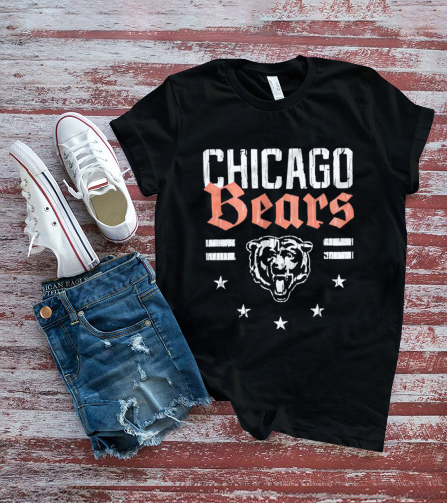 Chicago Bears Patriotic Americana Stars Bear Head T-Shirt