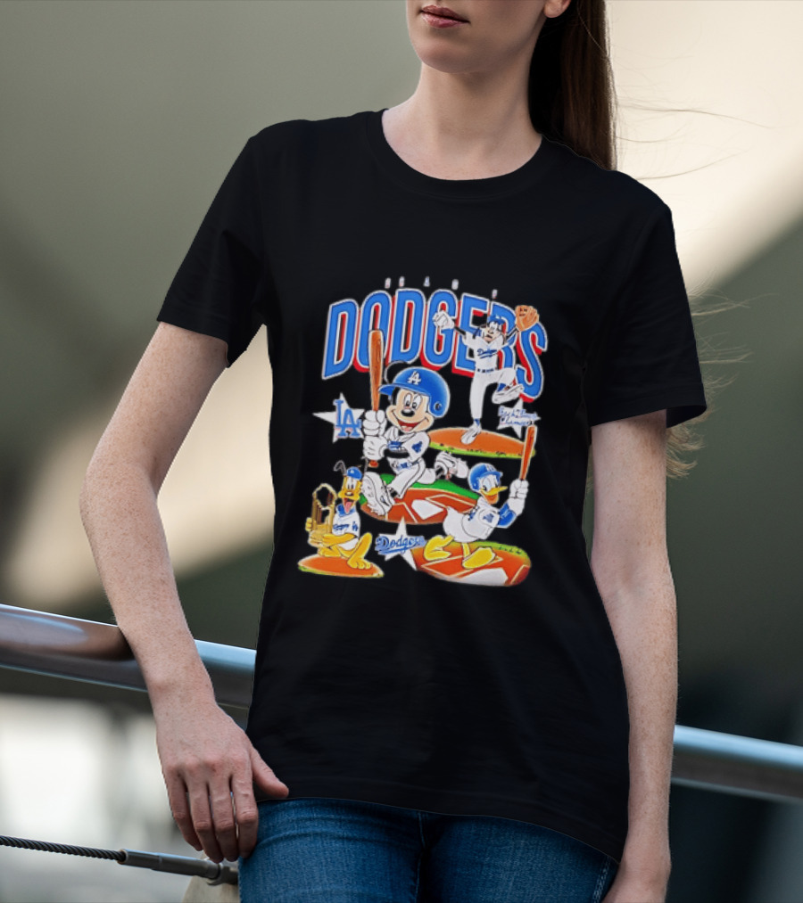 MOONLANDGOODS 2020 Mickey Goofy Pluto Donald Baseball Team Los Angeles Dodgers T-Shirt