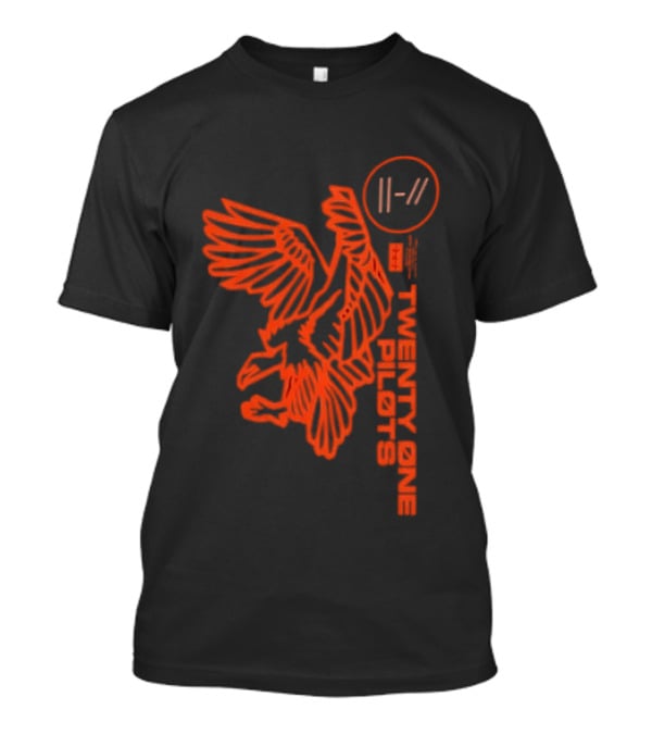 Twenty One Pilots Logo With Red Hawk Symbol And Band Name T-Shirt