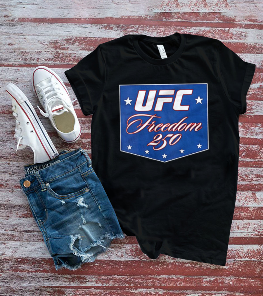 UFC Freedom 250 Stars And Script On Blue T-Shirt