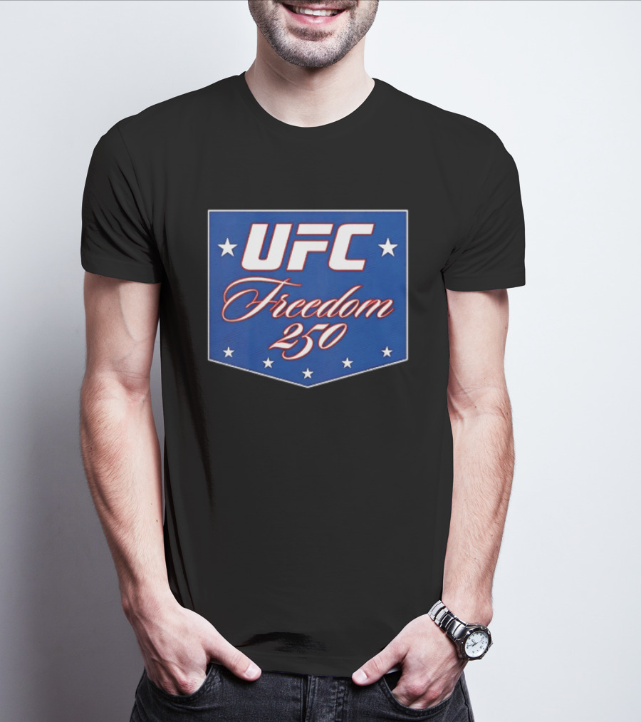 UFC Freedom 250 Stars And Script On Blue T-Shirt