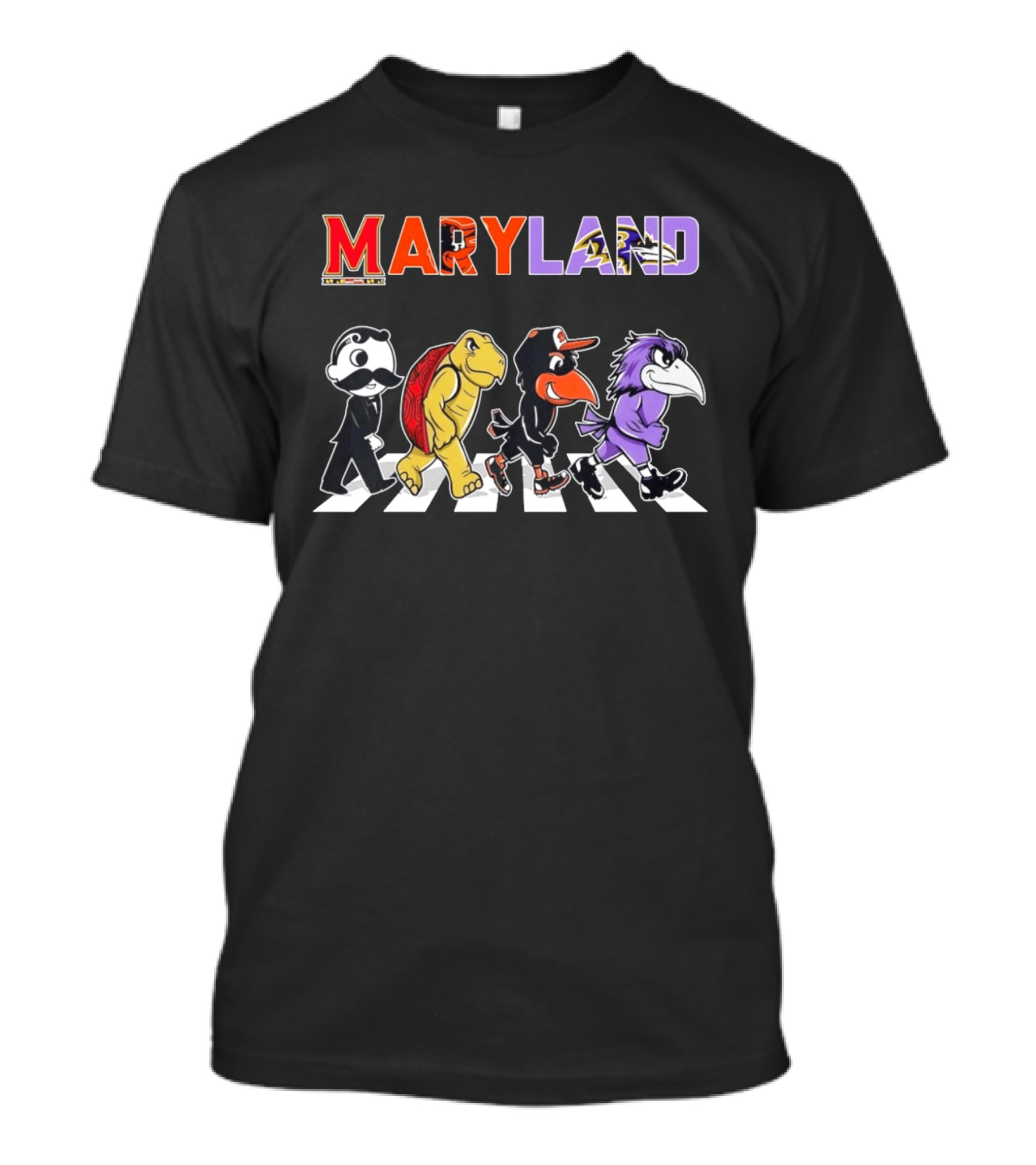Abbey Road Natty Boh Testudo Oriole Raven Crossing Maryland Ravens Orioles T-Shirt