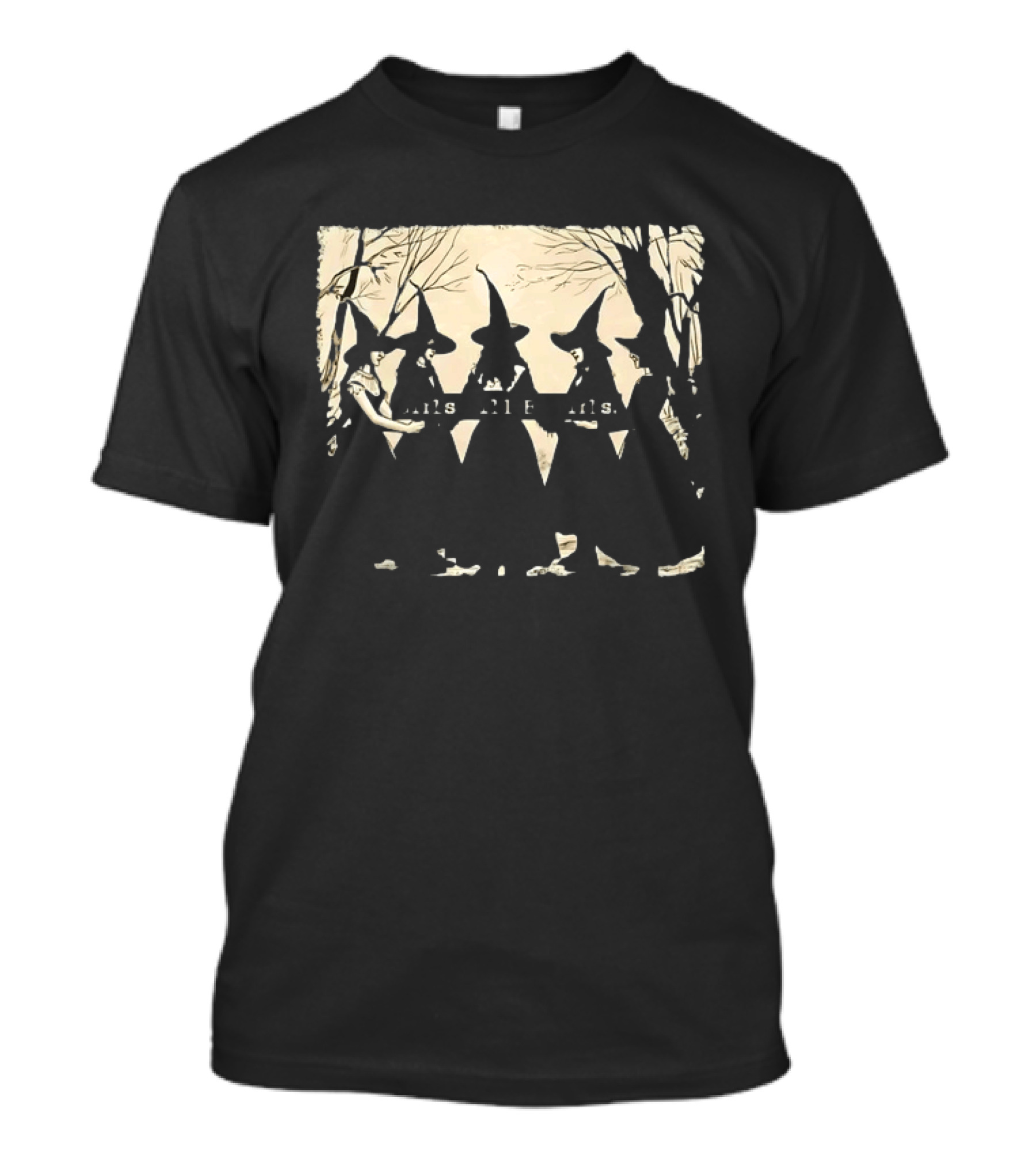 Witch Girls Will Be Girls Tree Silhouettes And Stars T-Shirt