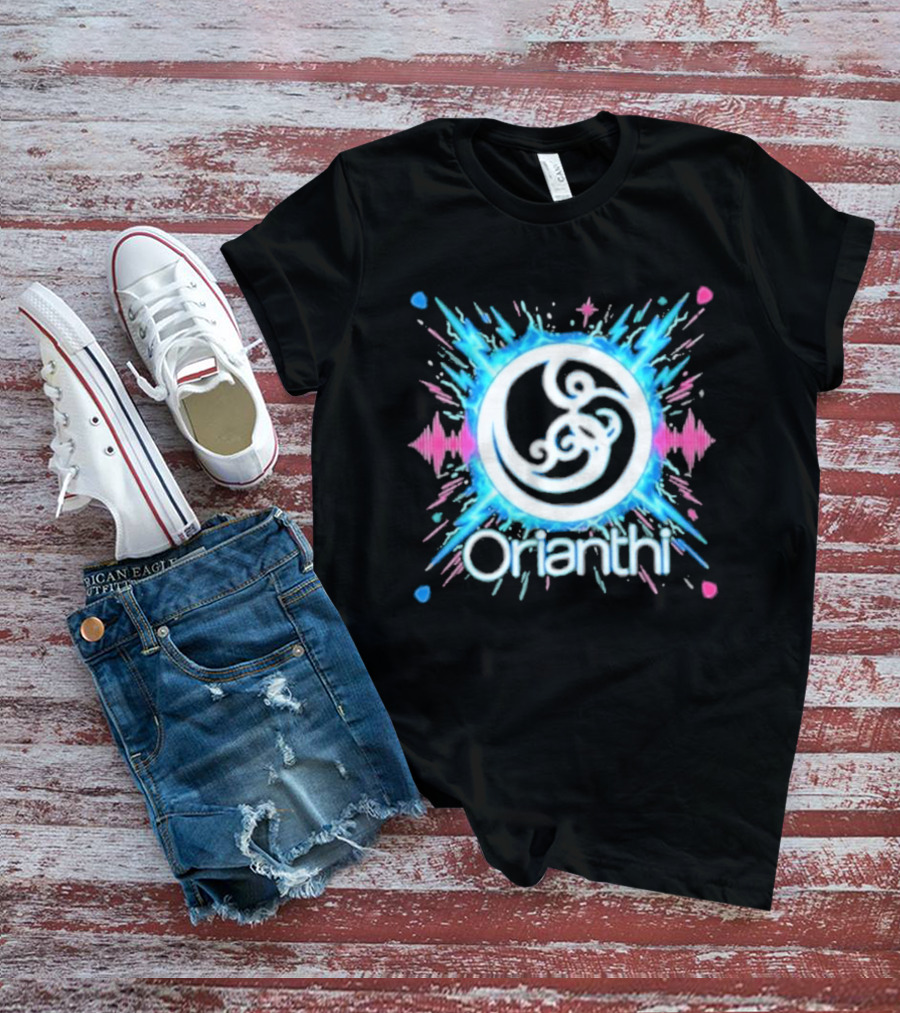 Orianthi Neon Bolt Vibrant Blue And Pink Energy Burst T-Shirt