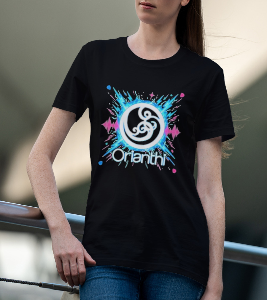 Orianthi Neon Bolt Vibrant Blue And Pink Energy Burst T-Shirt