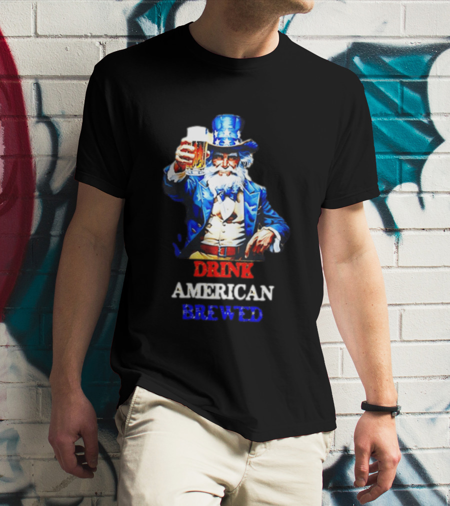 PlanetBeerGear Drink American Brewed Uncle Sam Beer Cheers T-Shirt