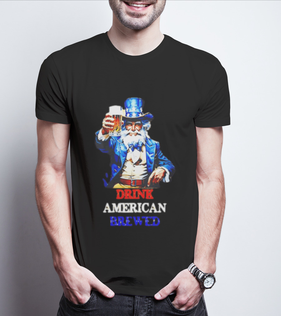 PlanetBeerGear Drink American Brewed Uncle Sam Beer Cheers T-Shirt