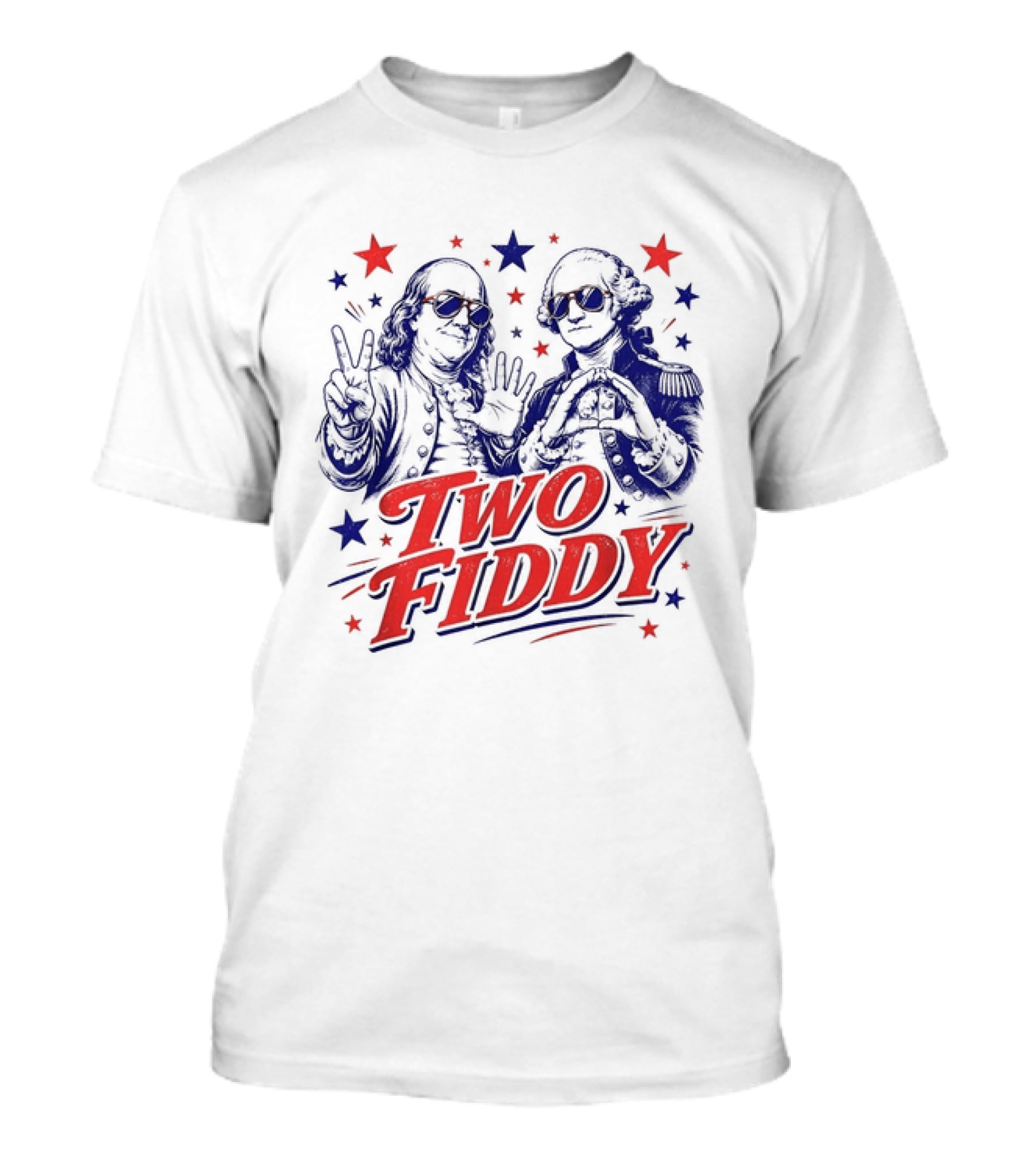 Benjamin Franklin George Washington Two Fiddy America 250 Years Anniversary Celebration T-Shirt