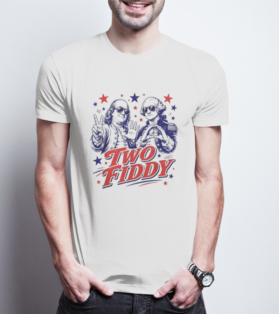 Benjamin Franklin George Washington Two Fiddy America 250 Years Anniversary Celebration T-Shirt