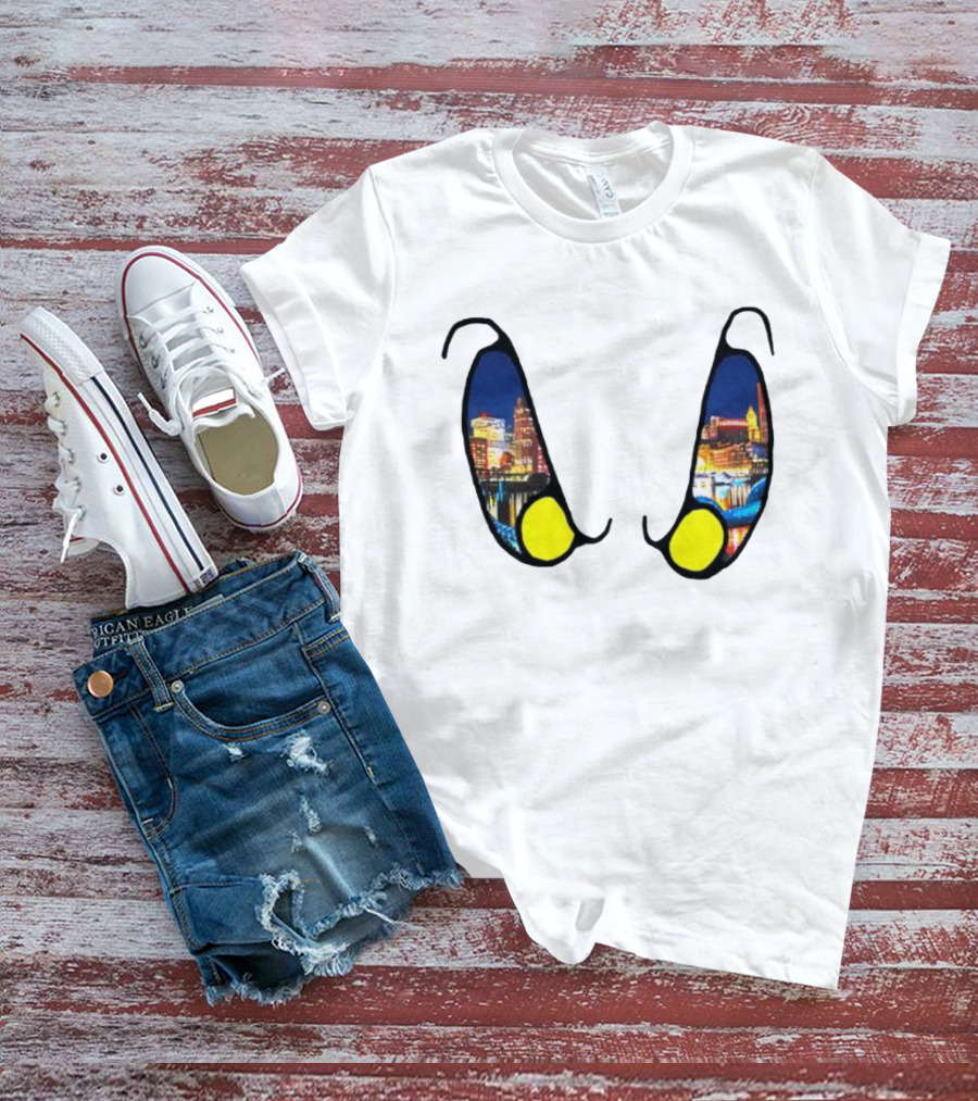 Boston Nightlife Cityscape Reflection In Eyes T-Shirt