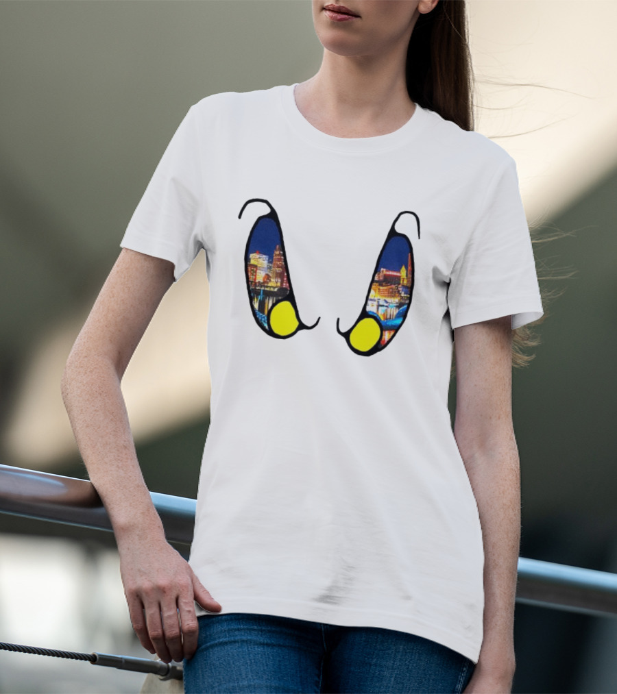 Boston Nightlife Cityscape Reflection In Eyes T-Shirt