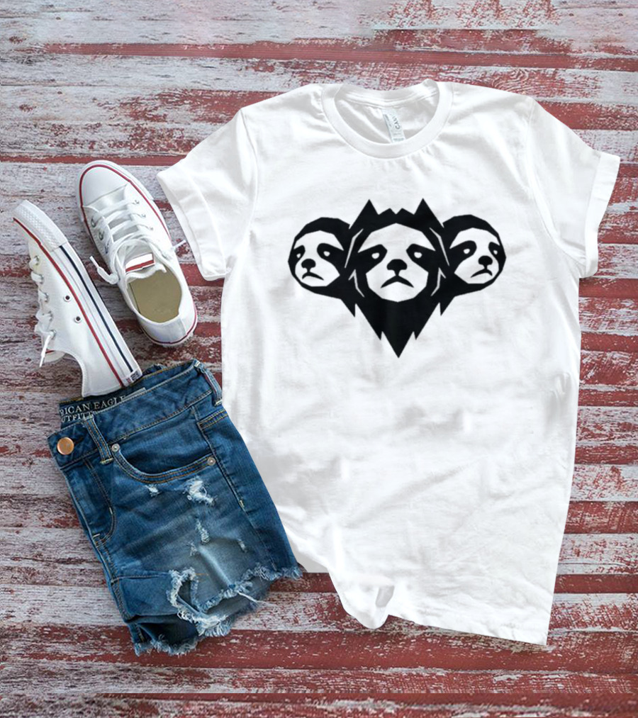 Cyber Sloth Geometric Minimalist Animal Faces Trio T-Shirt