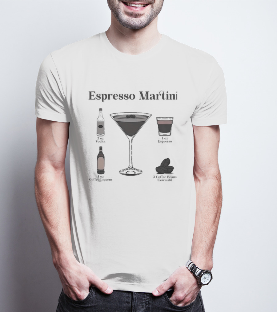 Espresso Martini Vodka Kahlua Coffee Recipe Ingredients T-Shirt