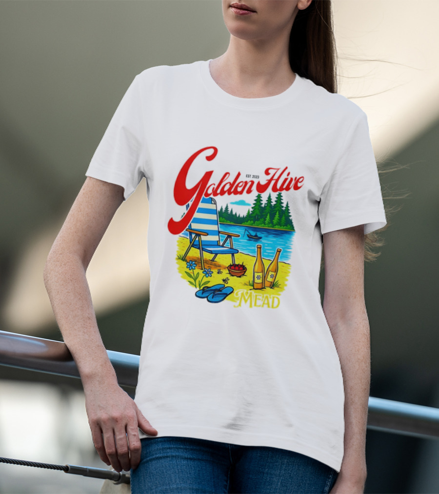 Golden Hive Mead Est 2023 Lakefront Bliss Vintage Escape T-Shirt