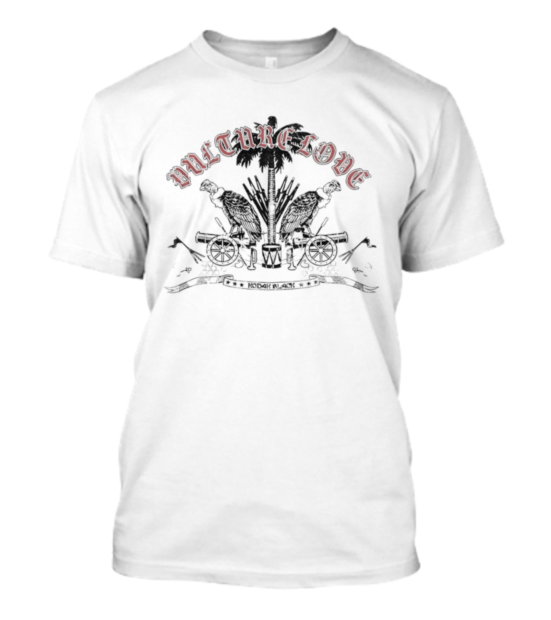 Vulture Love Cannons Palm Trees Black And White T-Shirt