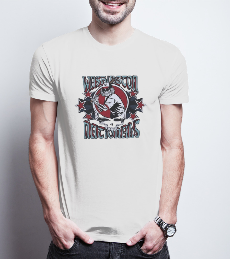 Nostalgic Washington Nationals Baseball Skeleton Batter Star T-Shirt