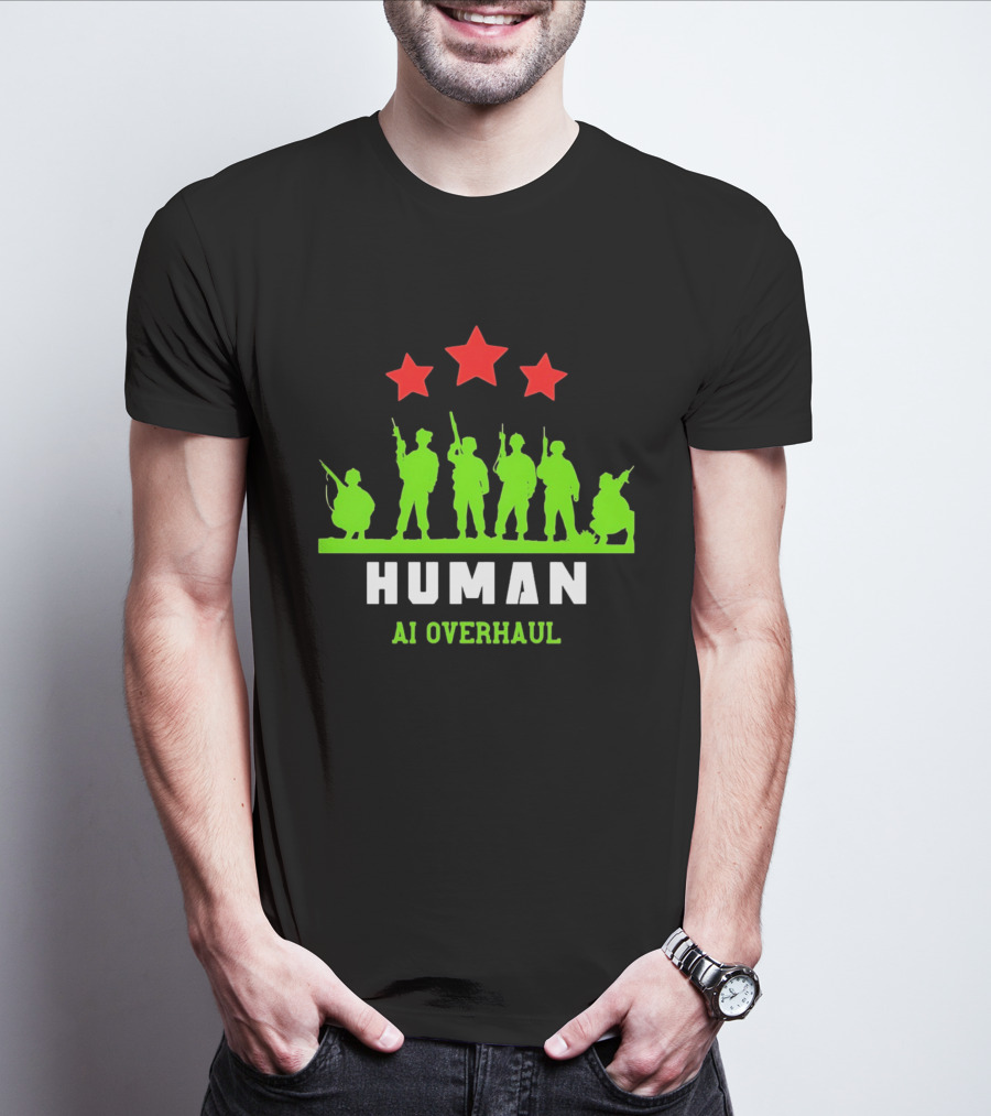 AI Overhaul Human Soldiers With Red Stars T-Shirt
