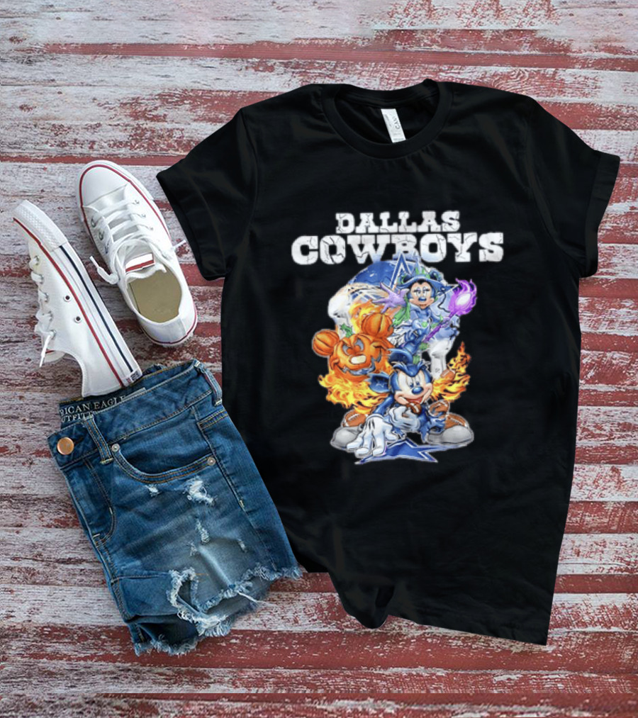 Dallas Cowboys Disney Halloween Mickey Pumpkin Magic Collaboration T-Shirt