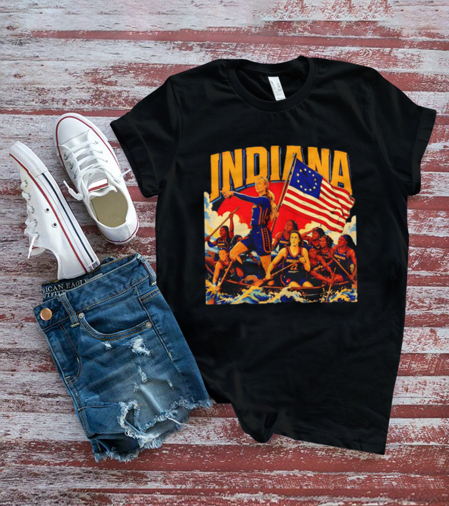 Indiana Basketball Team Sophie Cunningham Crossing The Delaware Flag T-Shirt